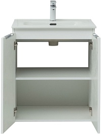 Aquanet Тумба с раковиной Алвита New 60 2 дверцы подвесная белая матовая – фотография-4